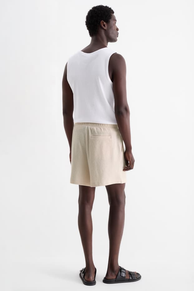 Heren - Korte broek - met structuur - licht beige