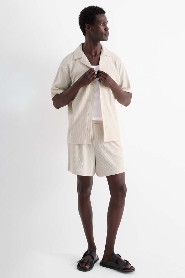 Heren - Korte broek - met structuur - licht beige