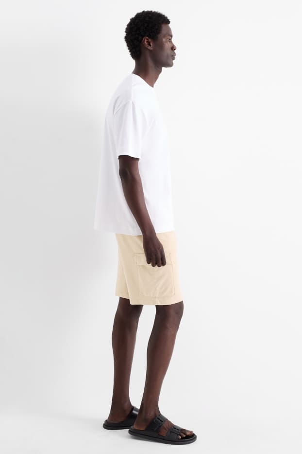 Herren - Sweat-Cargoshorts - hellbeige