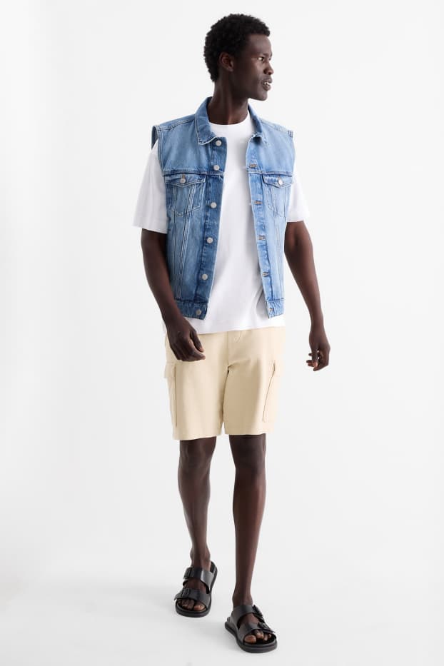 Herren - Sweat-Cargoshorts - hellbeige