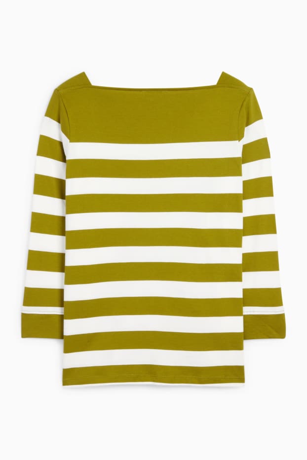 Women - Long sleeve top - striped - green