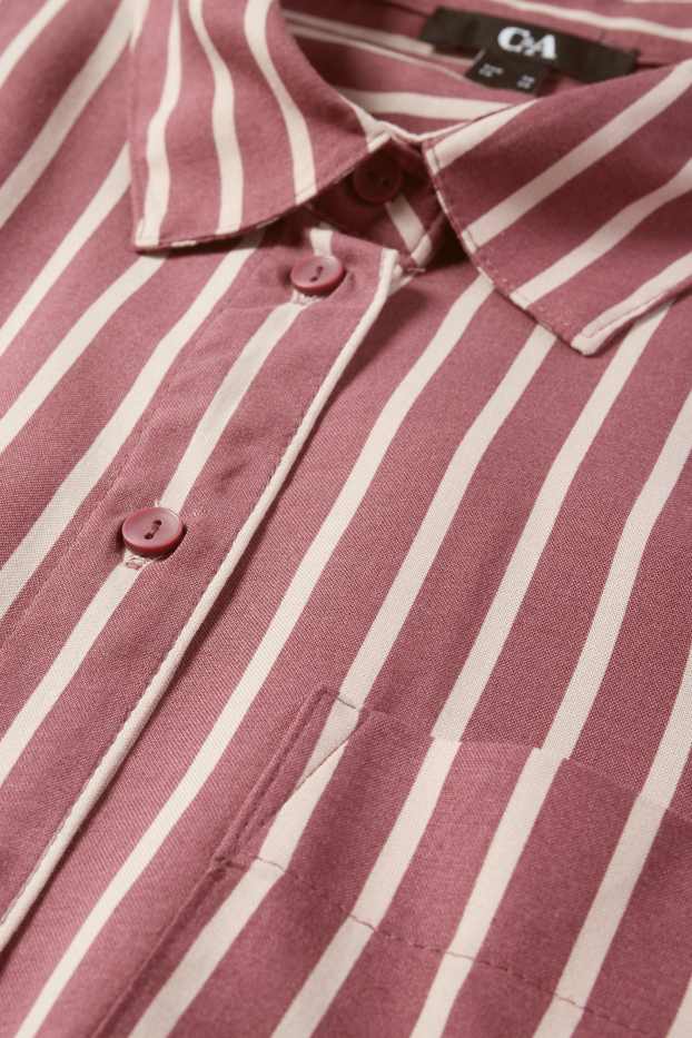 Women - Blouse - striped - bordeaux