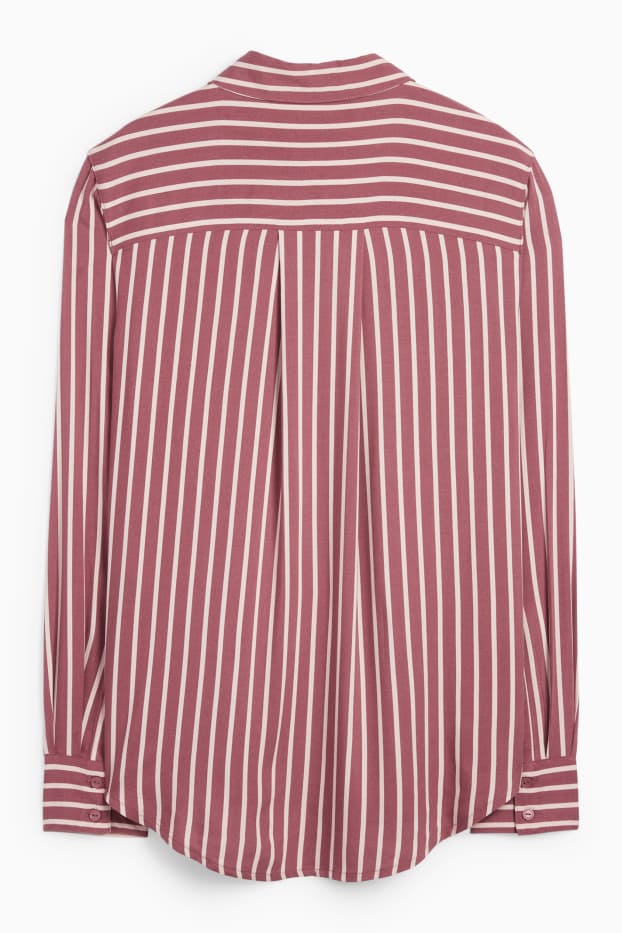 Women - Blouse - striped - bordeaux