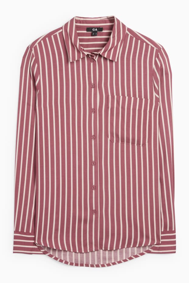 Women - Blouse - striped - bordeaux