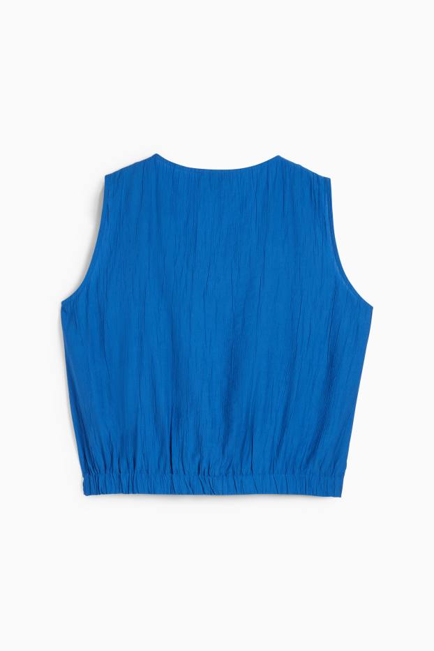 Dona - Top de brusa amb nus - texturada - blau