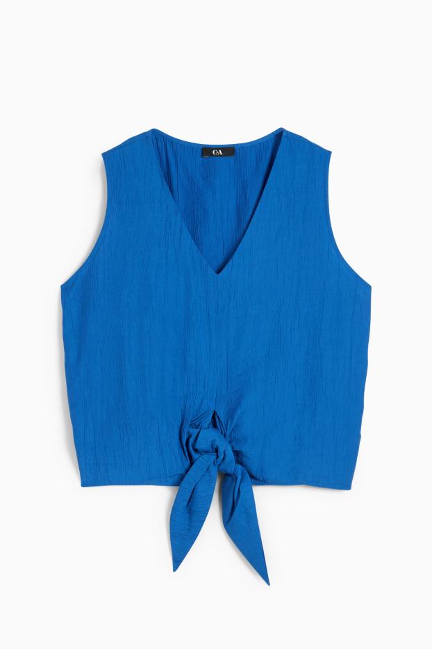 Dona - Top de brusa amb nus - texturada - blau