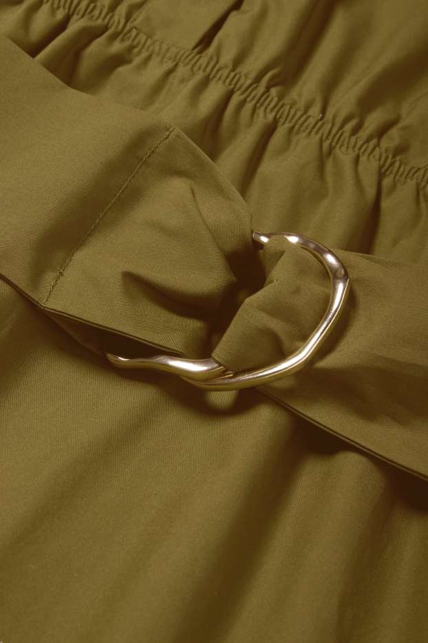 Femei - Rochie tip bluză cu curea - kaki