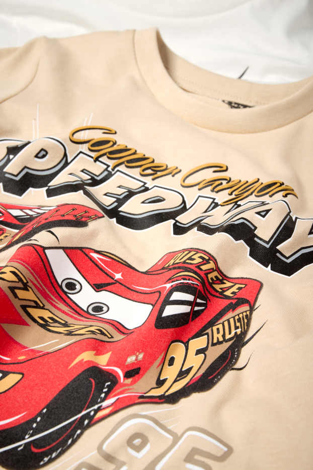 Copii - Băieți - Multipack 2 buc. - Mașini - tricou cu mânecă scurtă - alb / bej