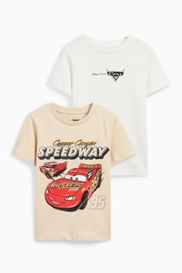 Copii - Băieți - Multipack 2 buc. - Mașini - tricou cu mânecă scurtă - alb / bej