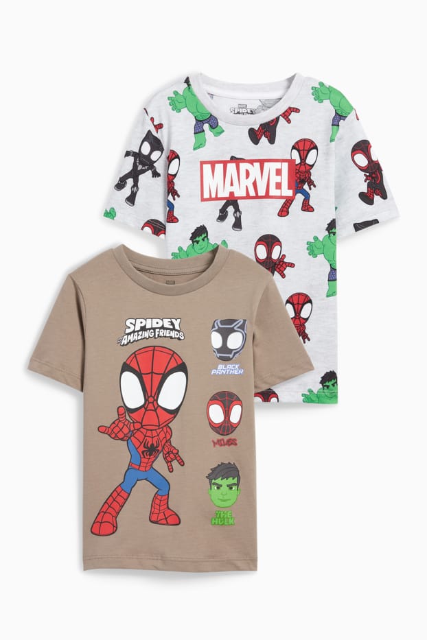 Kinderen: jongens - Set van 2 - Spidey en Amazing Friends - T-shirt - bruin