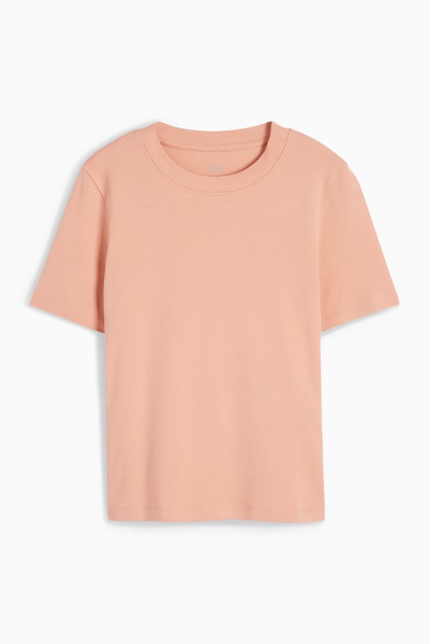 Dames - T-shirt - slim fit - terracotta