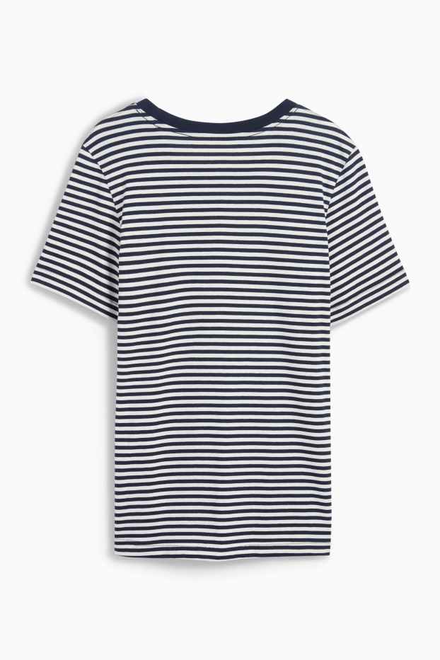 Damen - T-Shirt - Regular Fit - gestreift - dunkelblau / weiß