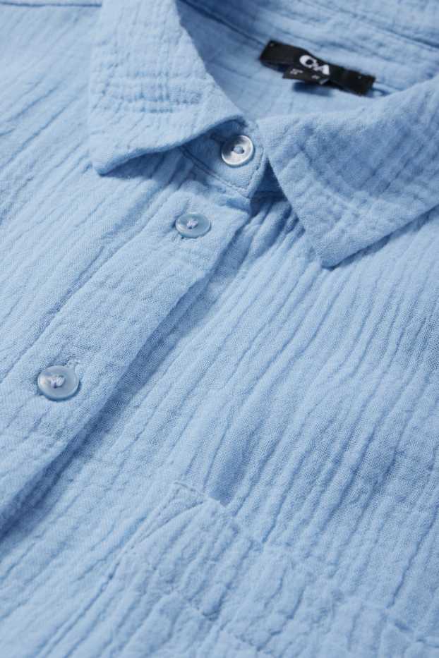 Dames - Blouse van mousseline - blauw