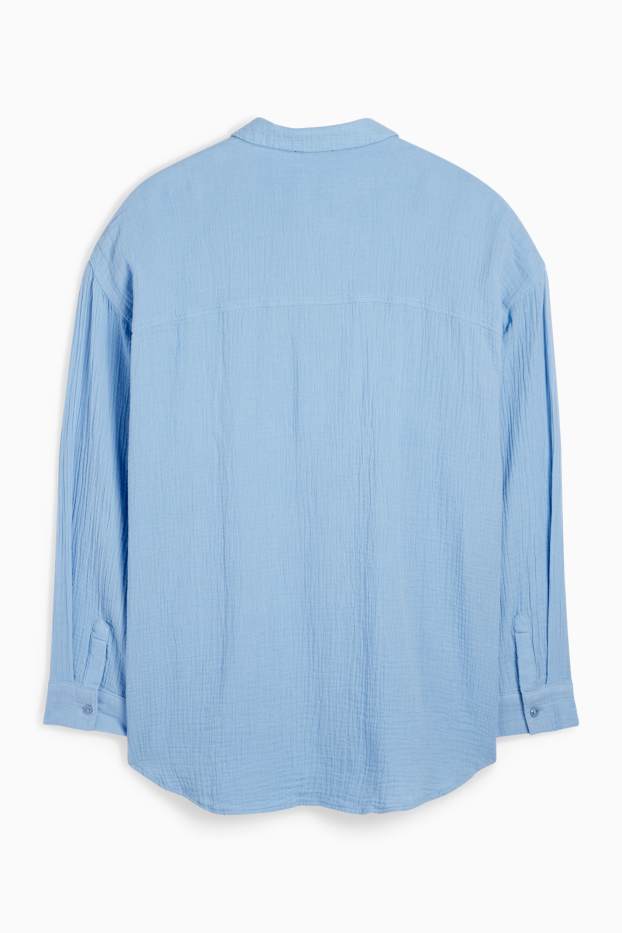 Dames - Blouse van mousseline - blauw