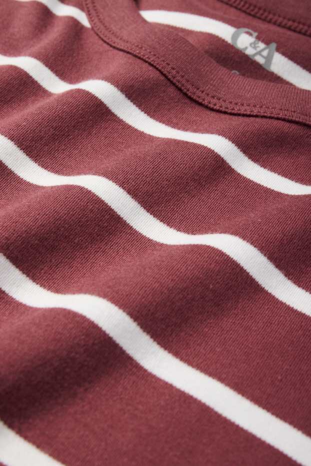 Dames - T-shirt - oversized - gestreept - bordeaux