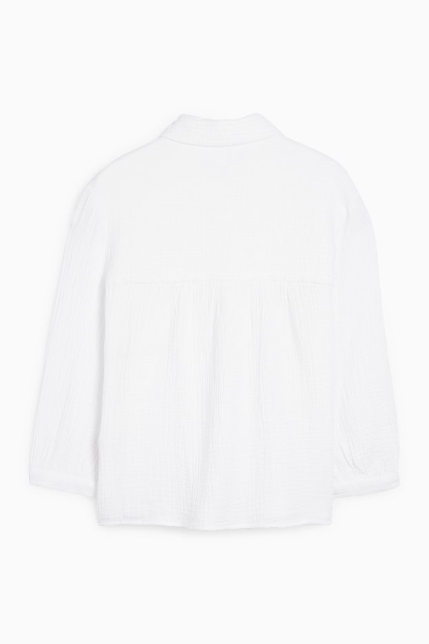 Femmes - Chemisier en gaze de coton - blanc