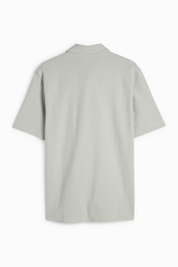 Pánské - Košile - relaxed fit - kent - strukturovaná - šedá