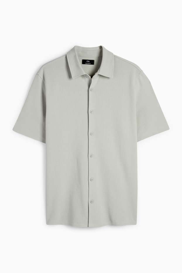 Pánské - Košile - relaxed fit - kent - strukturovaná - šedá