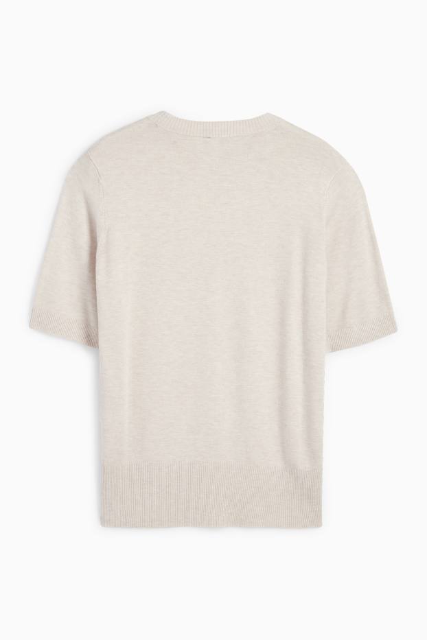 Mujer - Jersey de punto - manga corta - beige claro