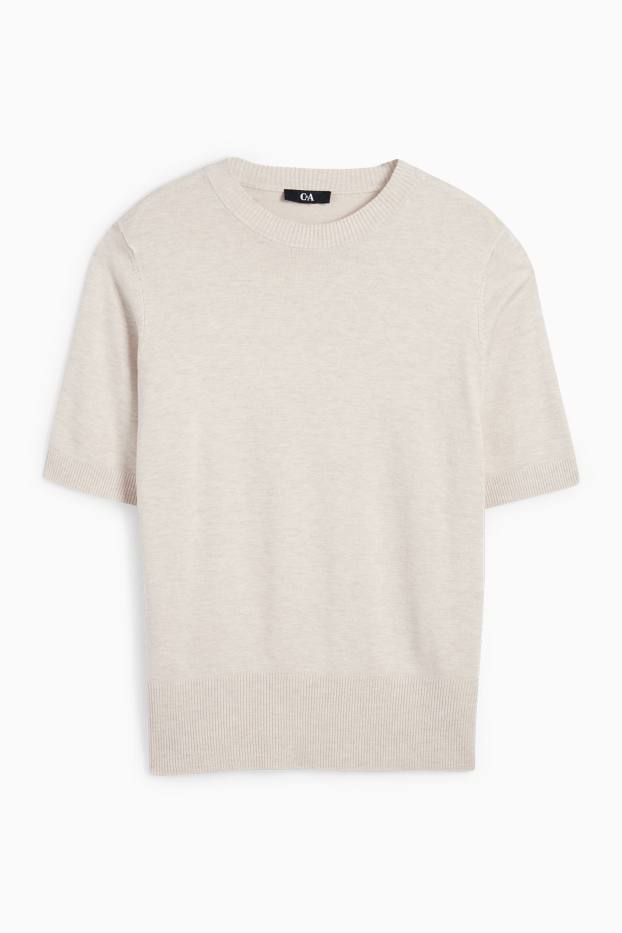 Mujer - Jersey de punto - manga corta - beige claro
