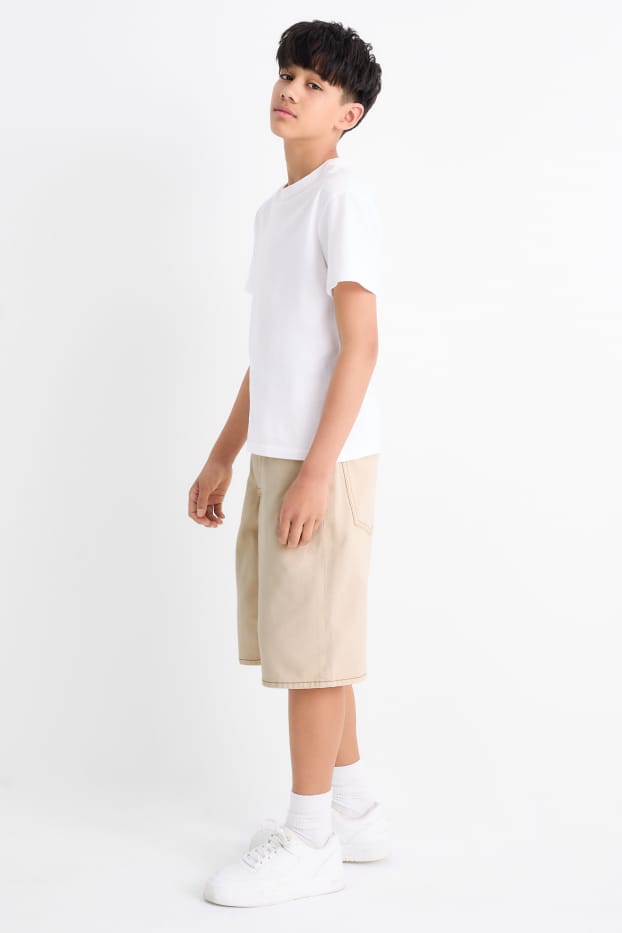 Děti - chlapci - Džínové bermudy - béžová