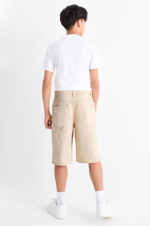 Děti - chlapci - Džínové bermudy - béžová