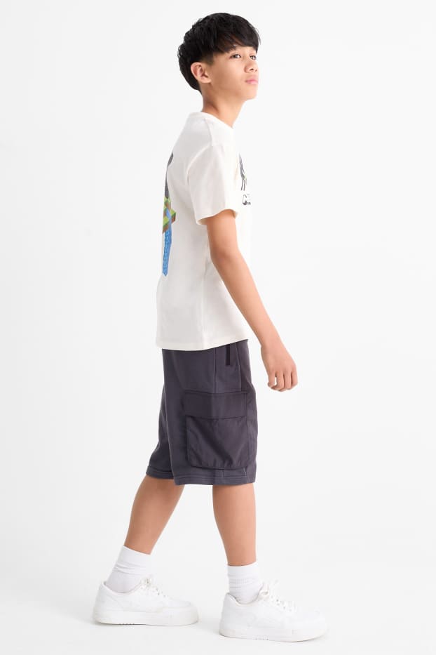 Kinderen: jongens - Cargoshorts van sweatstof - donkergrijs