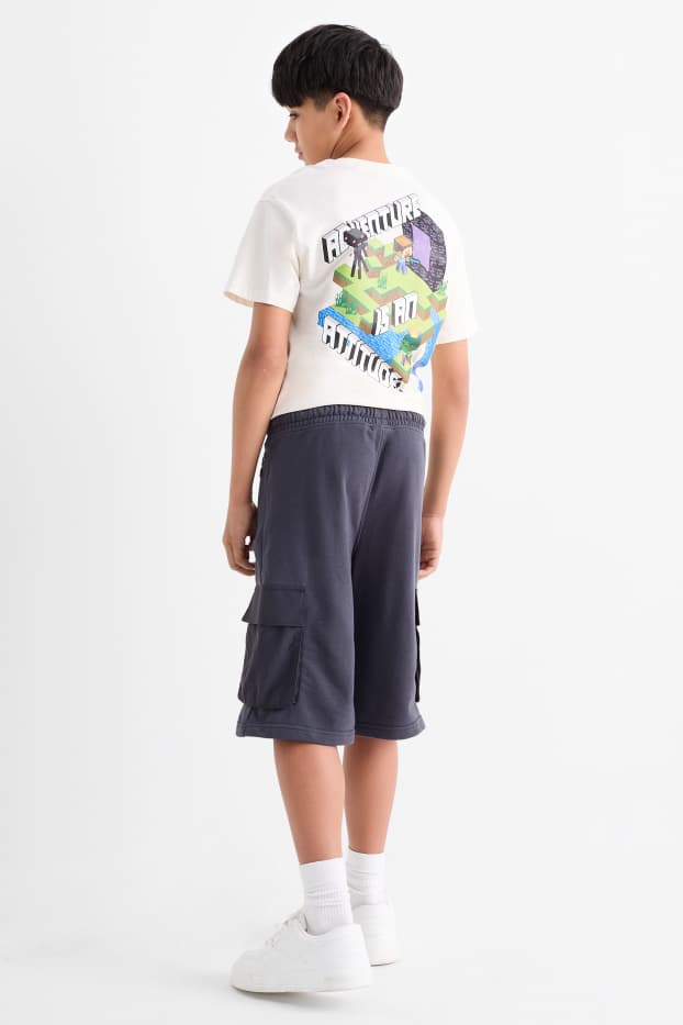 Kinderen: jongens - Cargoshorts van sweatstof - donkergrijs