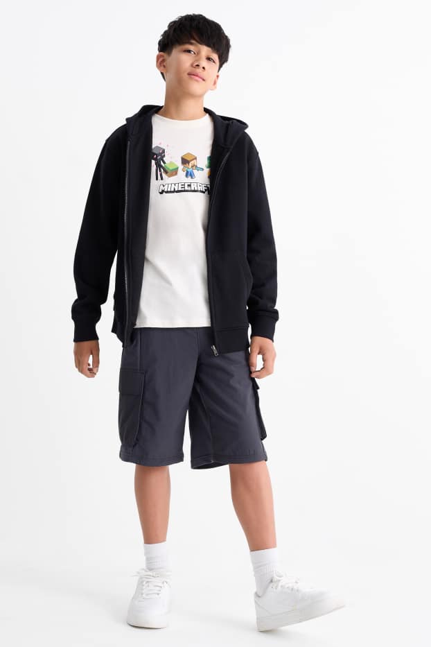 Kinderen: jongens - Cargoshorts van sweatstof - donkergrijs