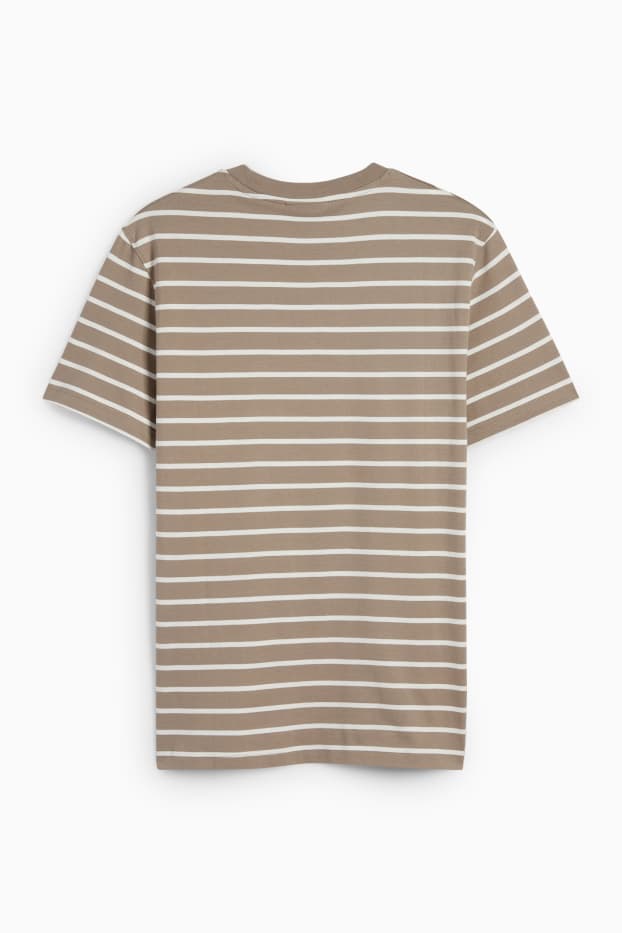 Hommes - T-shirt - regular fit - à rayures - taupe