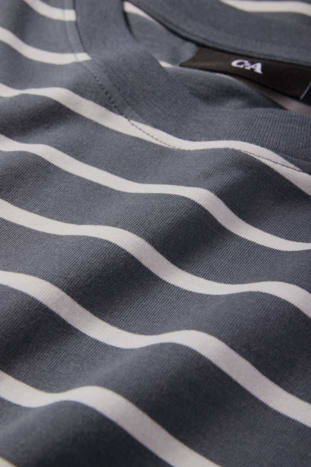 Hommes - T-shirt - regular fit - à rayures - gris foncé