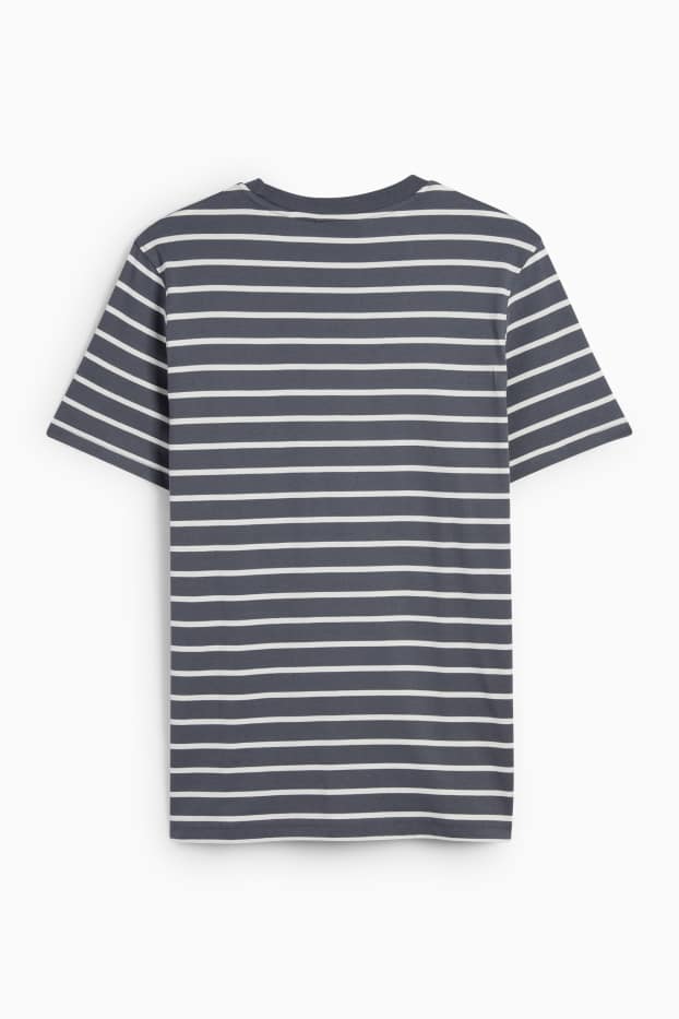 Hommes - T-shirt - regular fit - à rayures - gris foncé