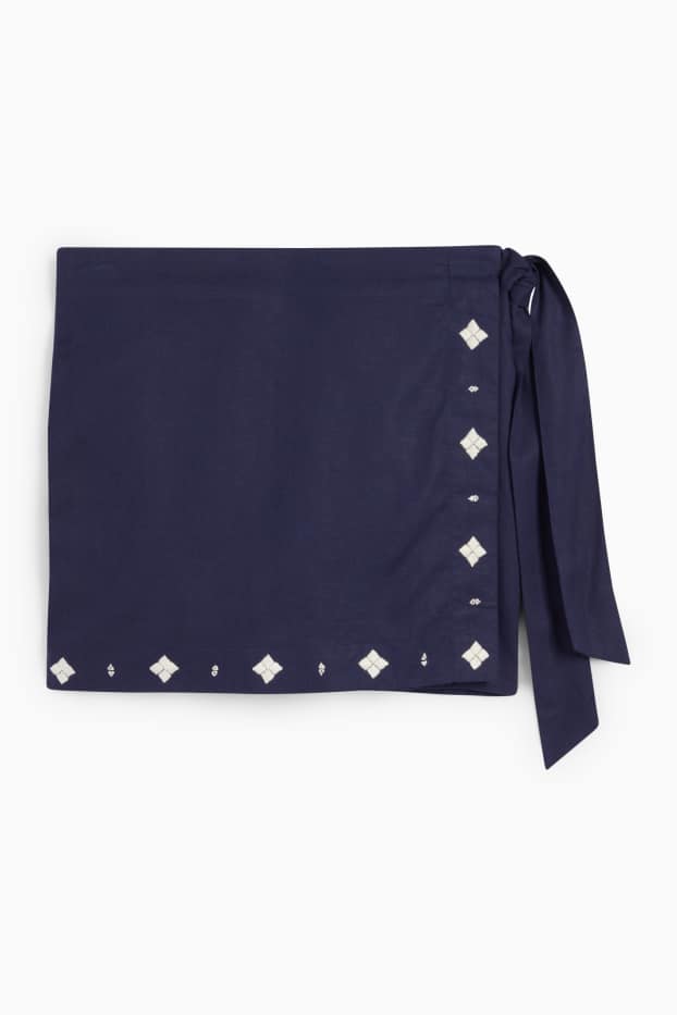 Dona - Rangsutra x C&A - faldilla pantaló - mescla de lli - blau fosc