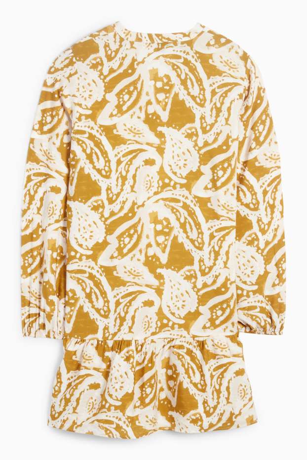 Women - V-neck dress - patterned - dark orange