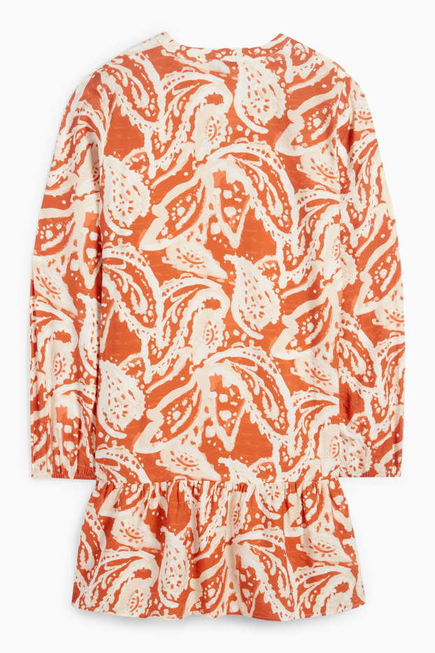 Mujer - Vestido con escote en pico - estampado - naranja oscuro