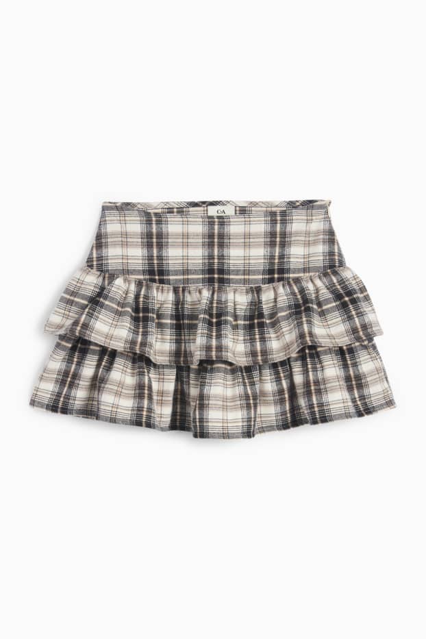 Kinderen: meisjes - Rok van flanel - geruit - beige