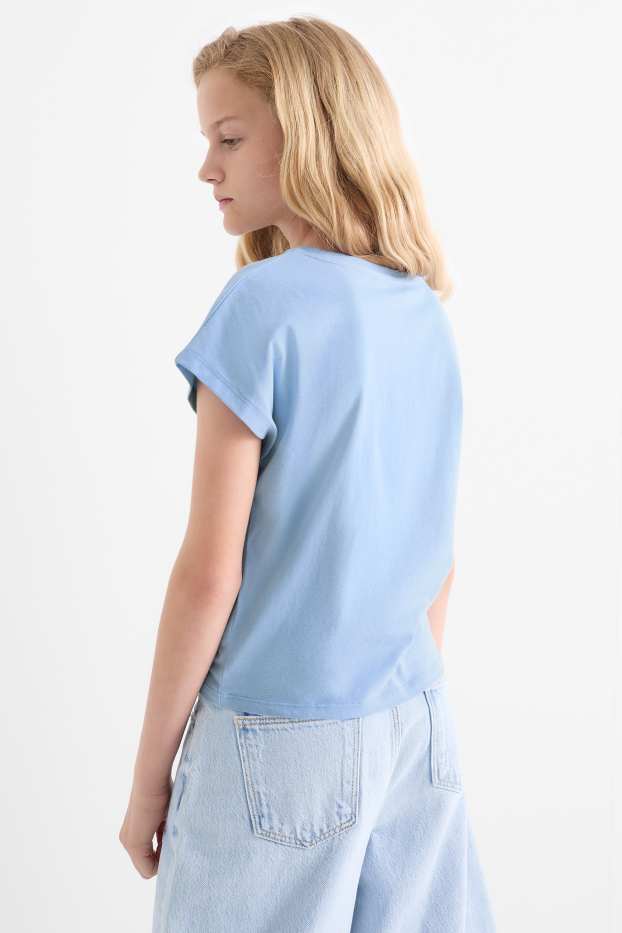 Copii - Fete - Stea de mare - tricou cu mânecă scurtă cu nod - albastru deschis