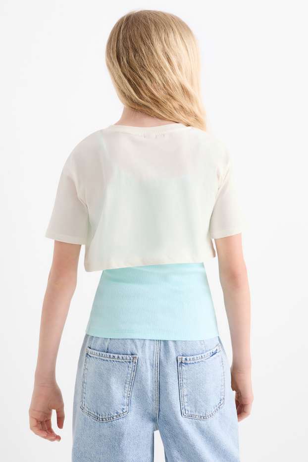 Kinder Mädchen - Lilo & Stitch - Set - Kurzarmshirt und Top - 2 teilig - cremeweiss