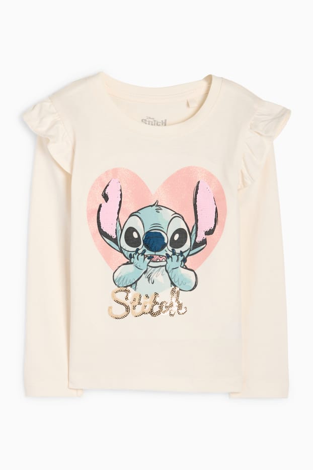 Dzieci dziewczynki - Lilo i Stitch - koszulka z długim rękawem - kremowobiały