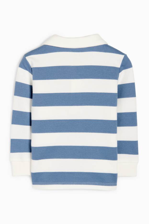 Baby Jungen - Baby-Poloshirt - gestreift - blau / weiss