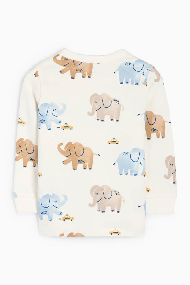Baby: jongens - Olifant - babylongsleeve - crème wit