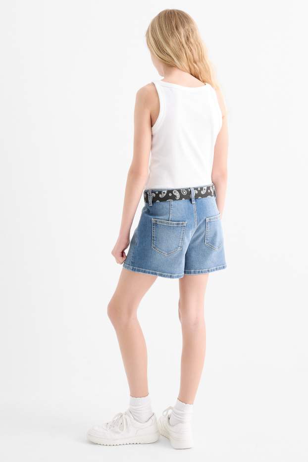 Copii - Fete - Pantaloni scurți de blugi - LYCRA® - denim-albastru