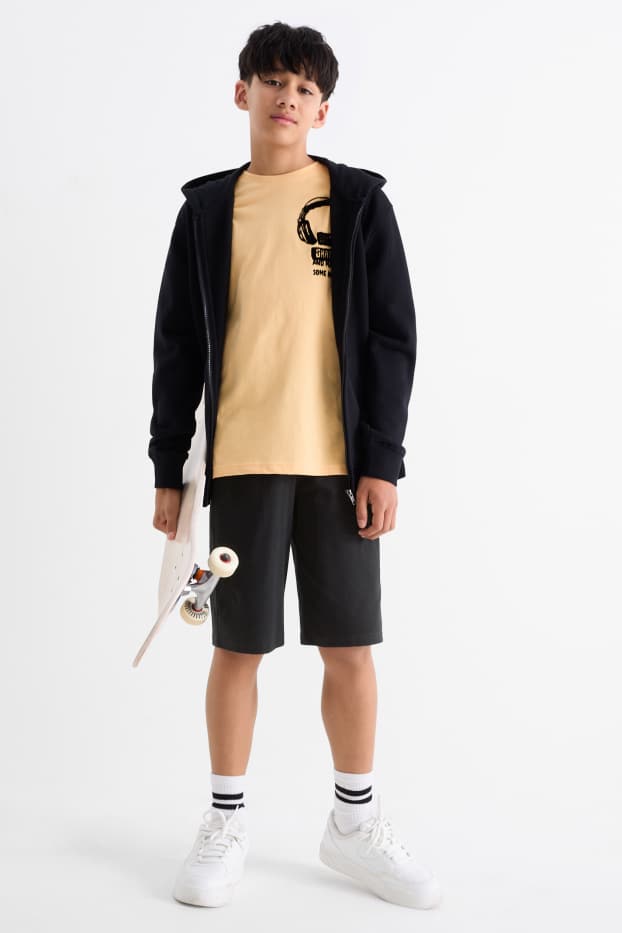 Enfants garçons - Écouteurs - ensemble - T-shirt et short - 2 pièces - orange clair