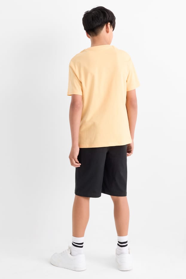 Enfants garçons - Écouteurs - ensemble - T-shirt et short - 2 pièces - orange clair