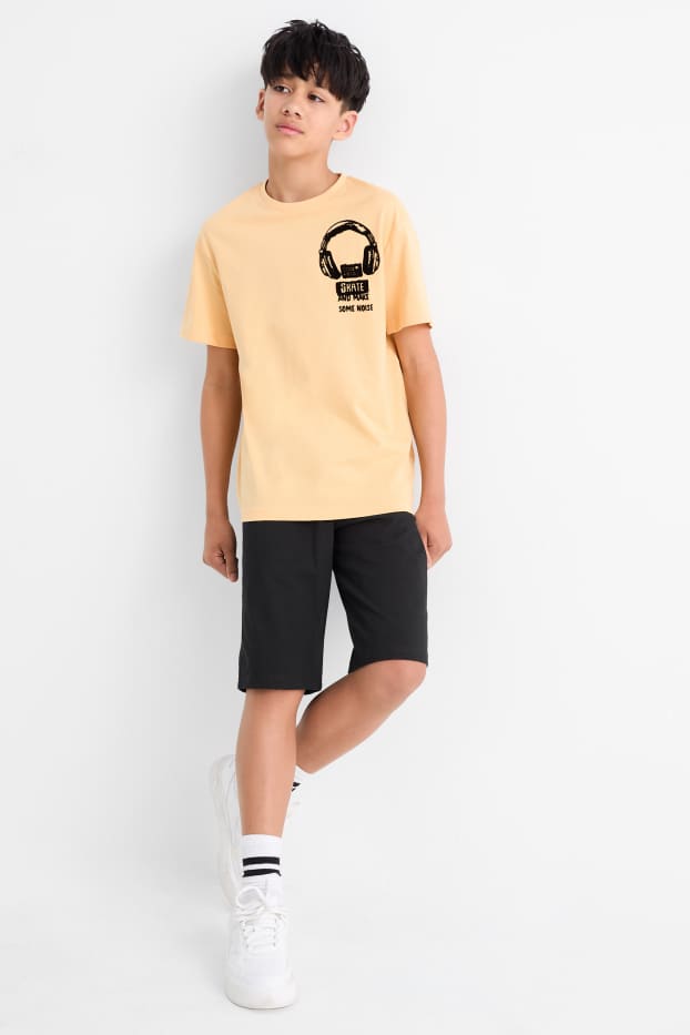 Enfants garçons - Écouteurs - ensemble - T-shirt et short - 2 pièces - orange clair
