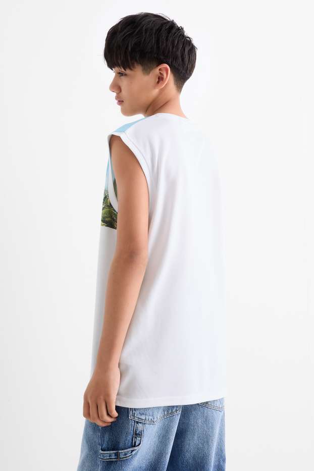 Enfants garçons - Palmiers - Haut de sport - blanc / bleu clair