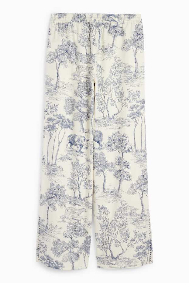Women - Rangsutra x C&A - cloth trousers - high waist - palazzo - dark blue / creme white
