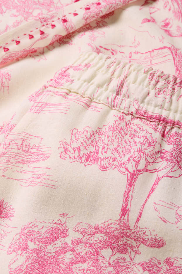 Dona - Rangsutra x C&A - pantalons de tela - high waist - palazzo - blanc/rosa