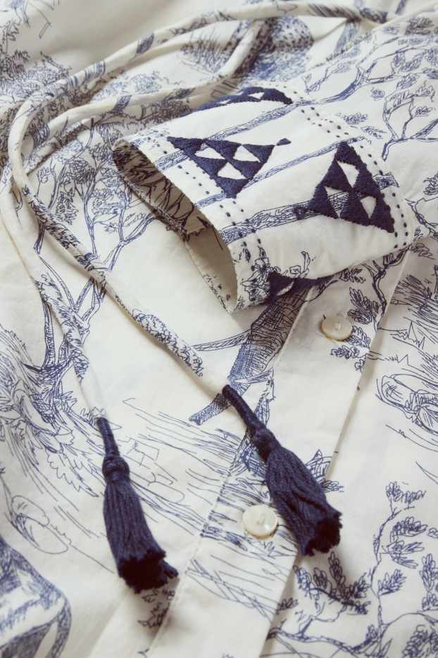 Femmes - Rangsutra x C&A - robe maxi - à motif - bleu foncé / blanc crème