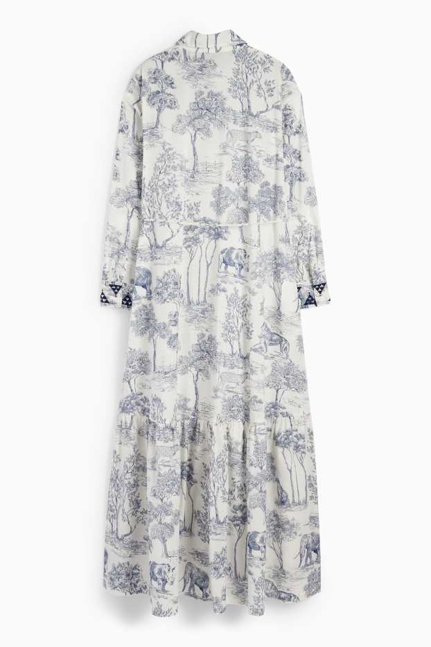 Femmes - Rangsutra x C&A - robe maxi - à motif - bleu foncé / blanc crème
